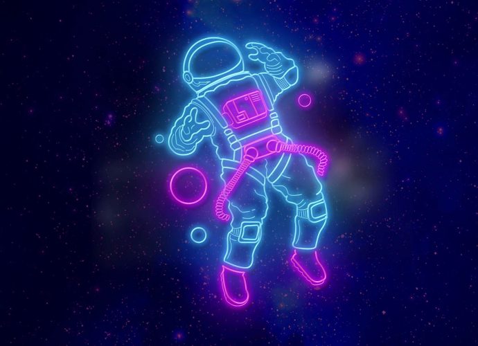 Неоновый астронавт неон звезды  