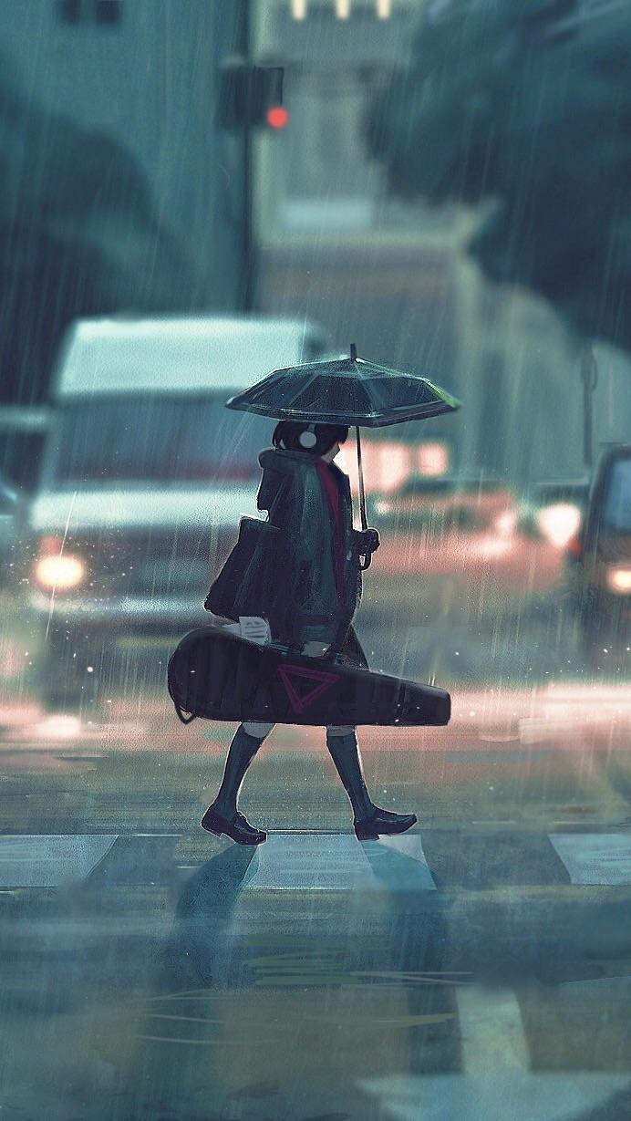 Девушка под дождём музыка дождь  