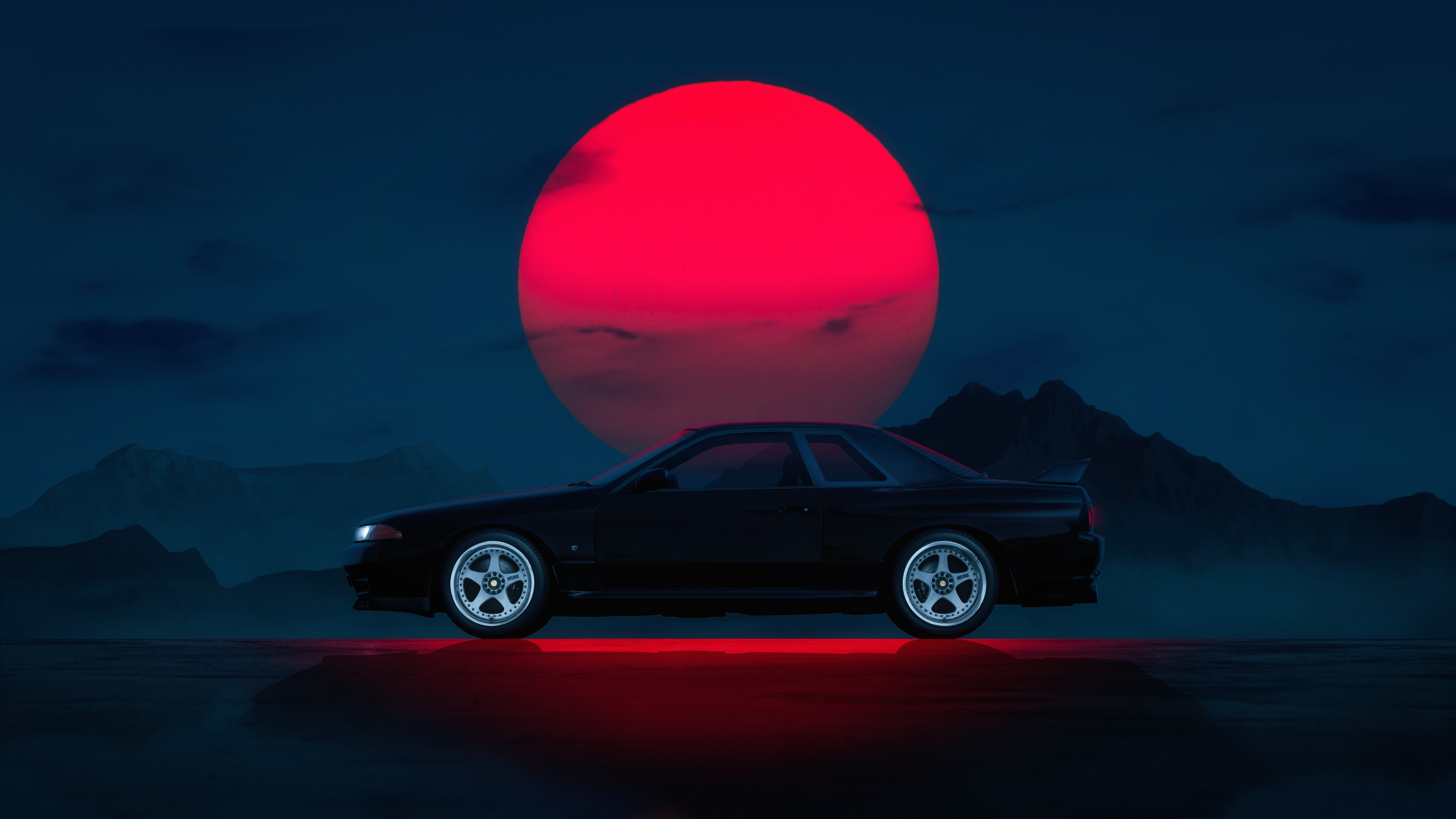 Nissan Skyline GT-R R32 ночь закат Nissan  